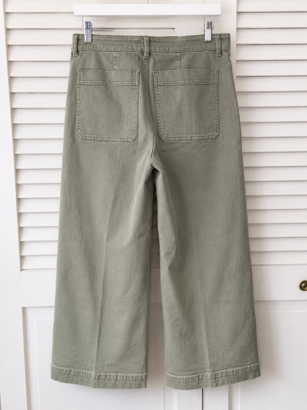 Everlane High Rise Wide Leg Crop Chino Pants Sage Green Size 8 - Picture 4 of 6